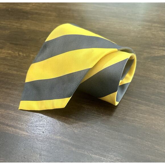 Paul Smith London Neck Tie 100% Silk Yellow Blue Striped Print Made In Italy - Picture 1 of 6